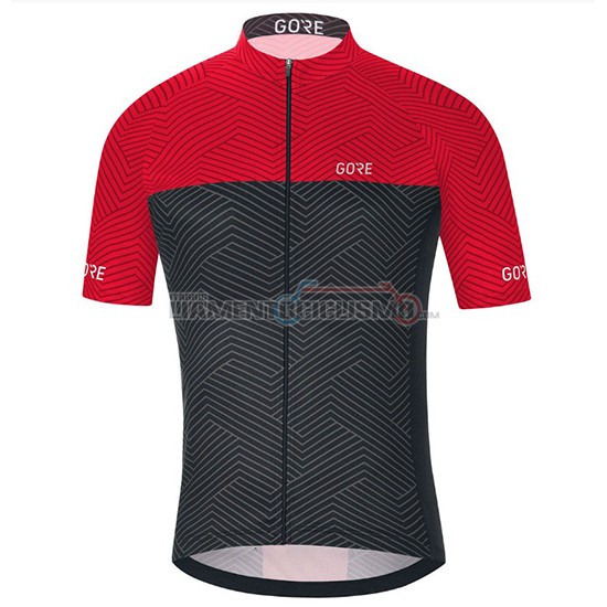 Abbigliamento Ciclismo Gore C3 Optiline Manica Corta 2018 Rosso e Nero